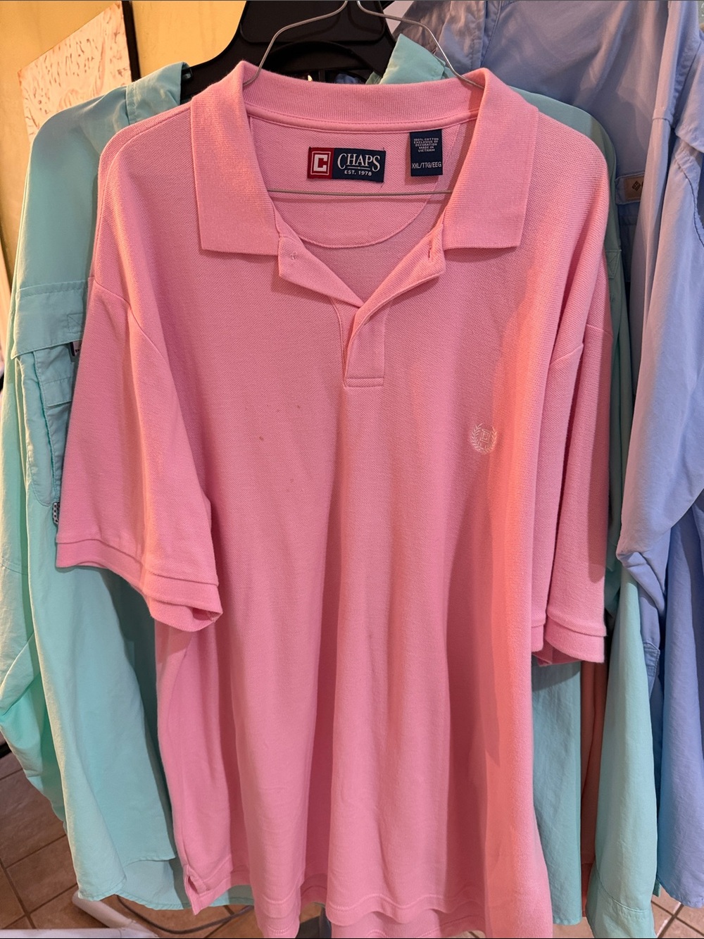Chaps Men's Light Pink Polo Shirt
